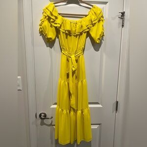 River Island Yellow Ruffle Maxi Dress
